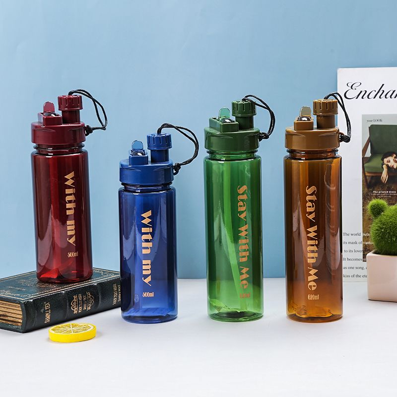 现货批发太空杯 防爆便携pc塑料水杯 男女运动水壶直饮杯双口吸嘴杯