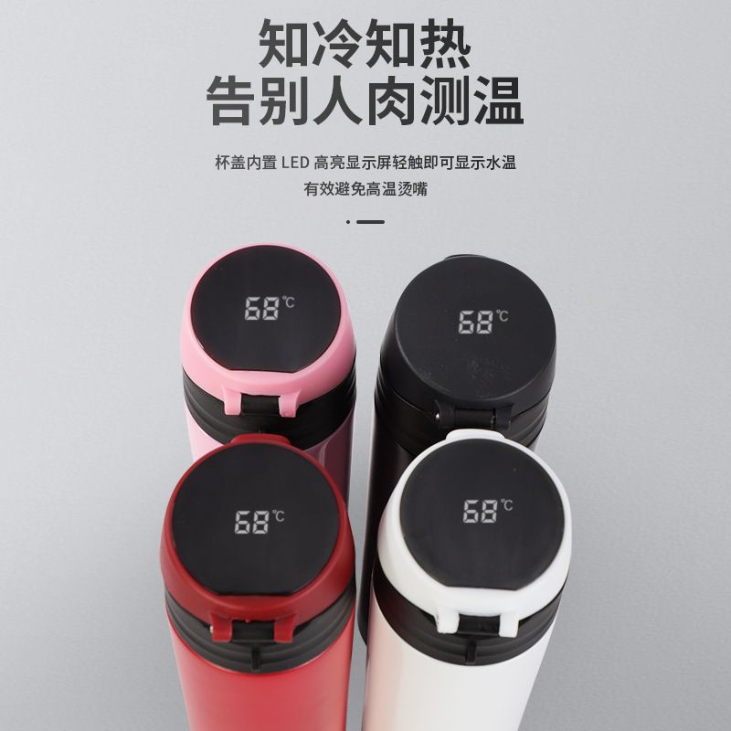 新款弹跳温度保温杯智能304不锈钢内胆水杯温度显示弹盖保温杯产品图