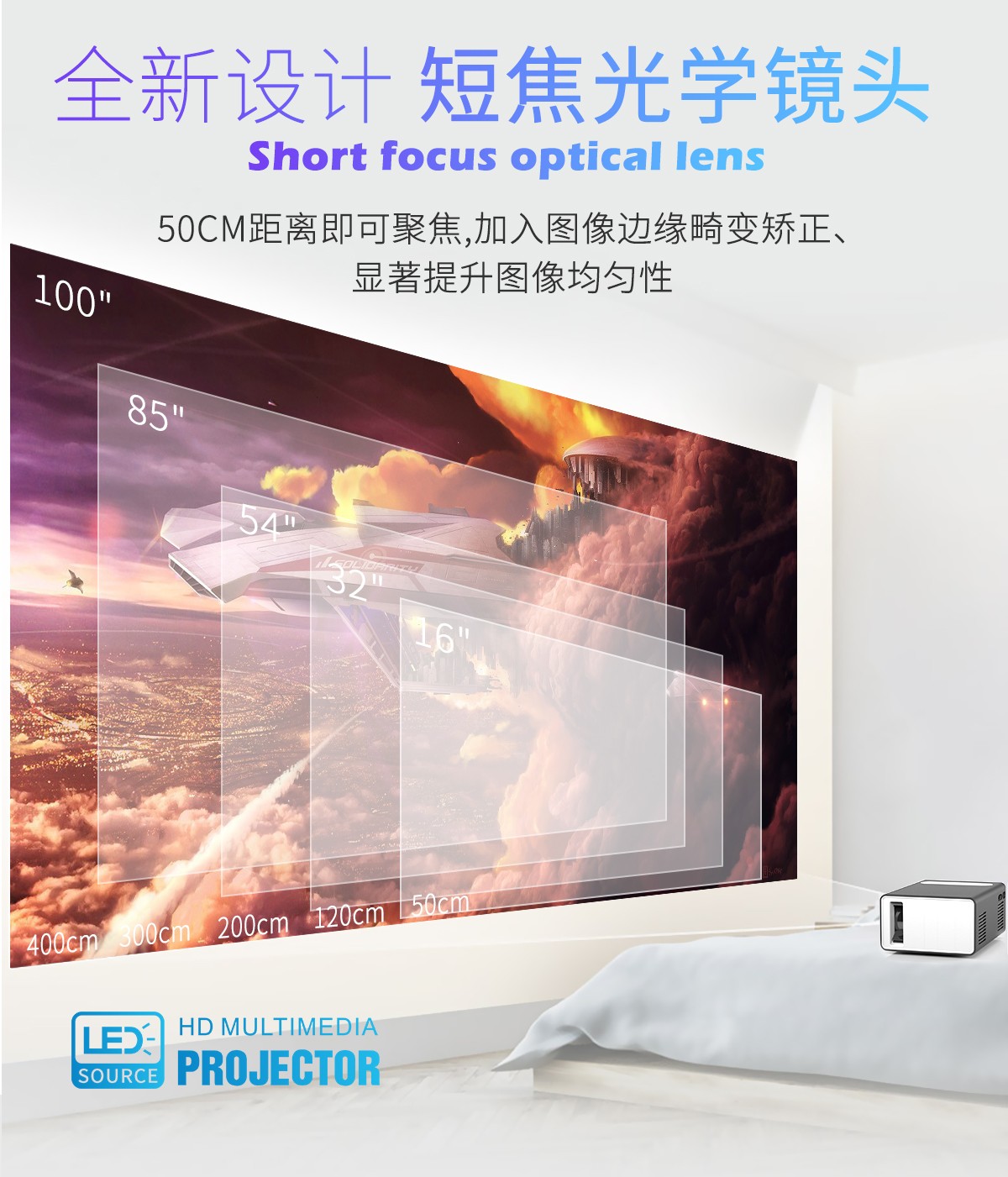 PINYA品雅T300迷你微型便携式投影仪家用家庭led儿童小型手机投影机超高性价比