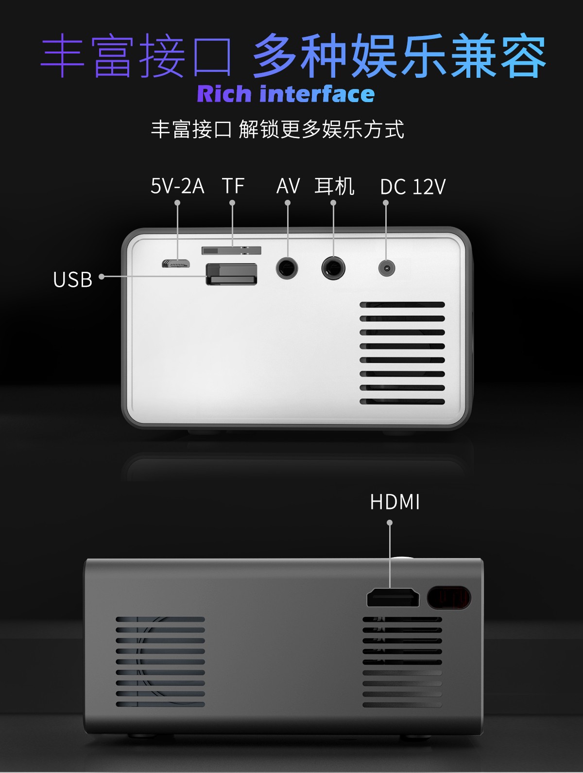 PINYA品雅T300迷你微型便携式投影仪家用家庭led儿童小型手机投影机超高性价比