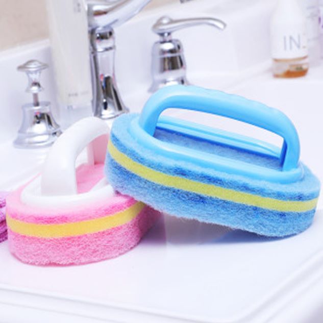 Plastic cleaning brush with handle Sponge brush Kitchen bathroom Bathroom tile decontamination bathtub brush Cleaning brush 1