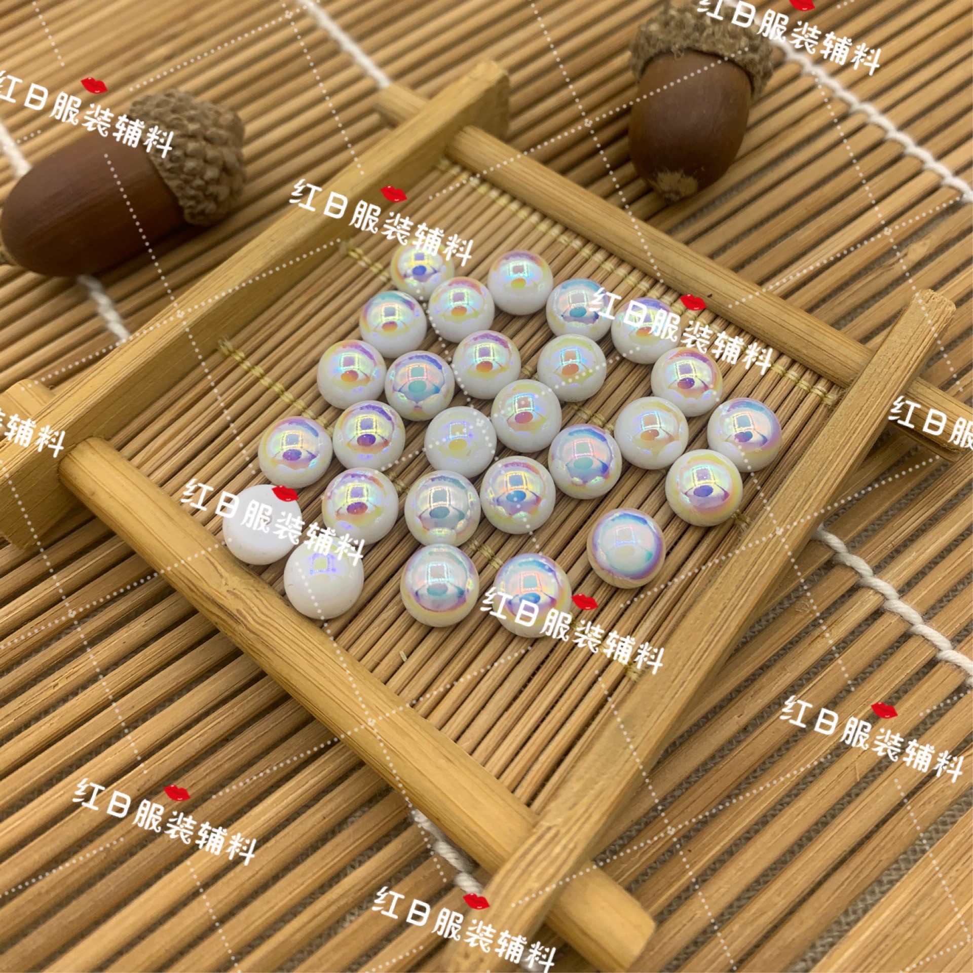 厂家直销 白色AB彩圆珠带孔铆钉 凉鞋箱包鞋包扣现货批发详情2