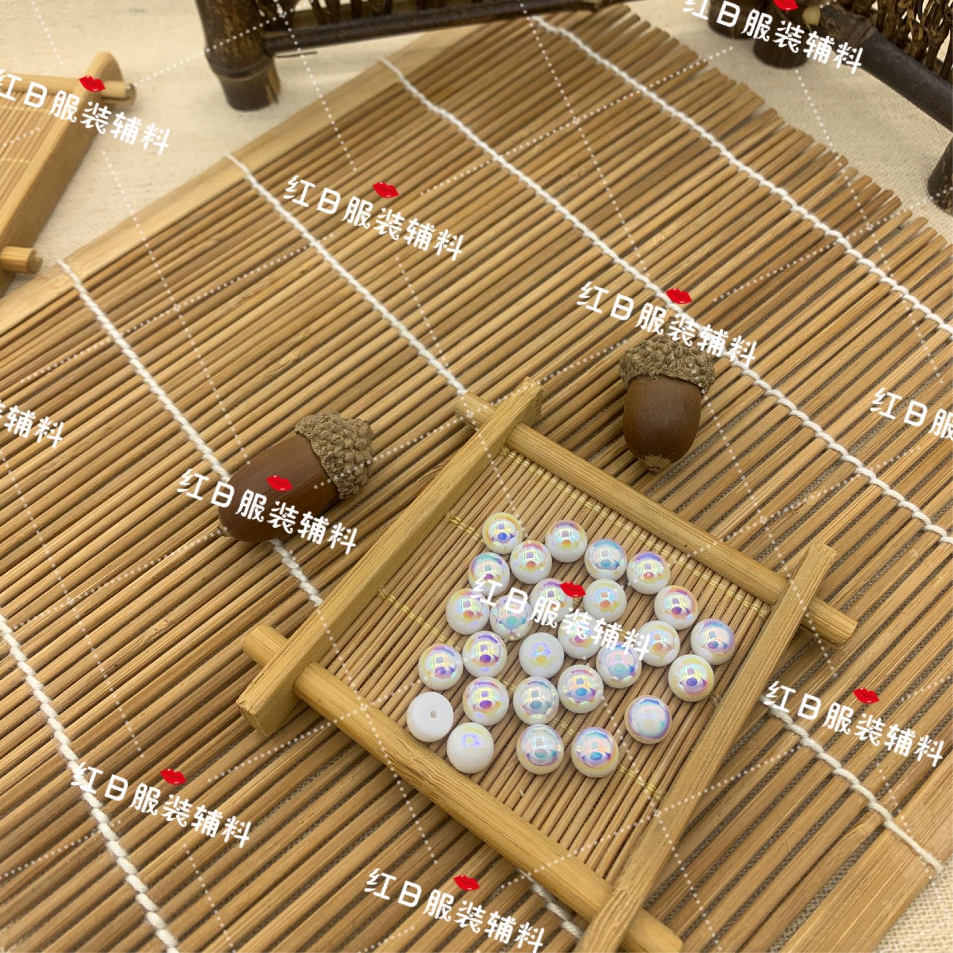 厂家直销 白色AB彩圆珠带孔铆钉 凉鞋箱包鞋包扣现货批发细节图
