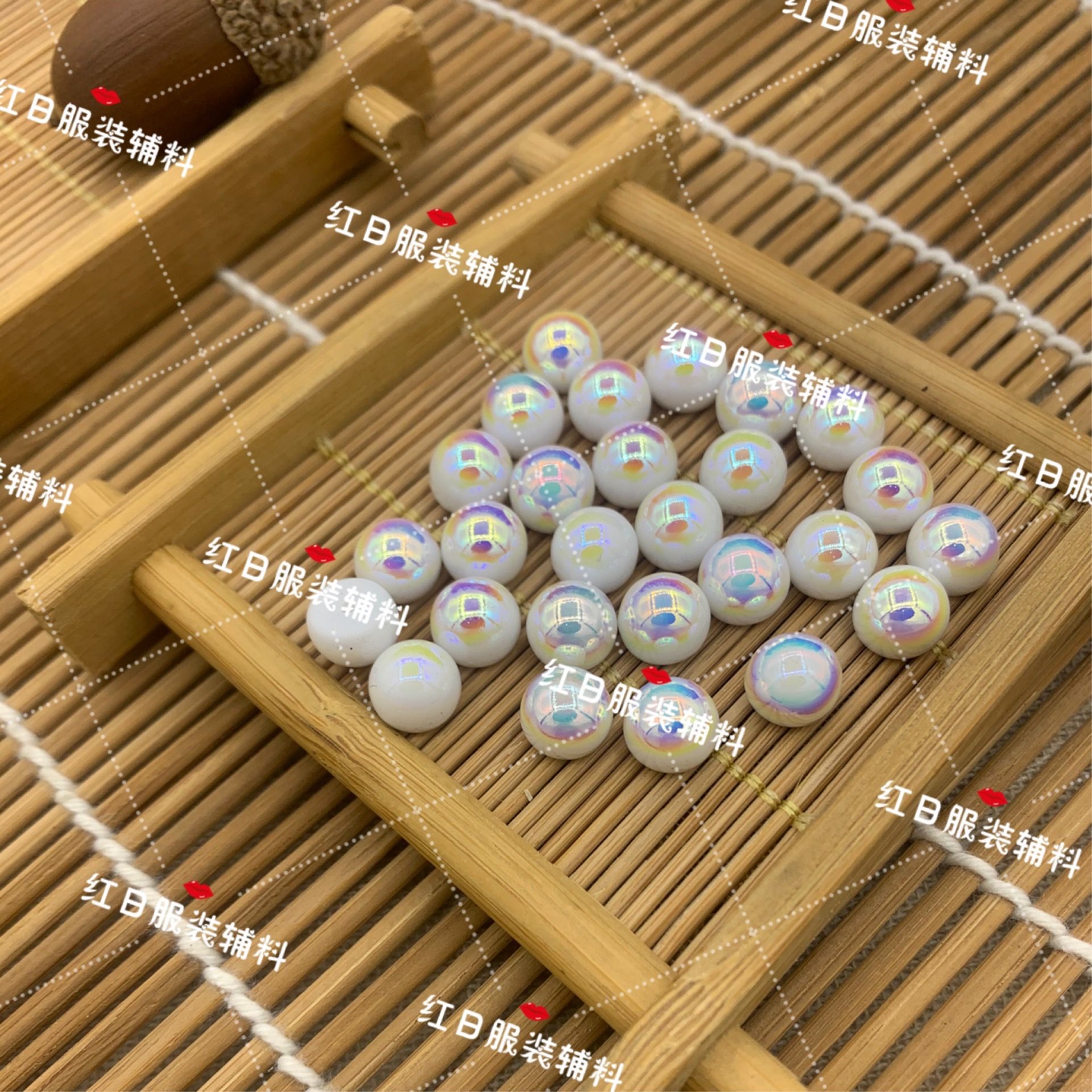 厂家直销 白色AB彩圆珠带孔铆钉 凉鞋箱包鞋包扣现货批发