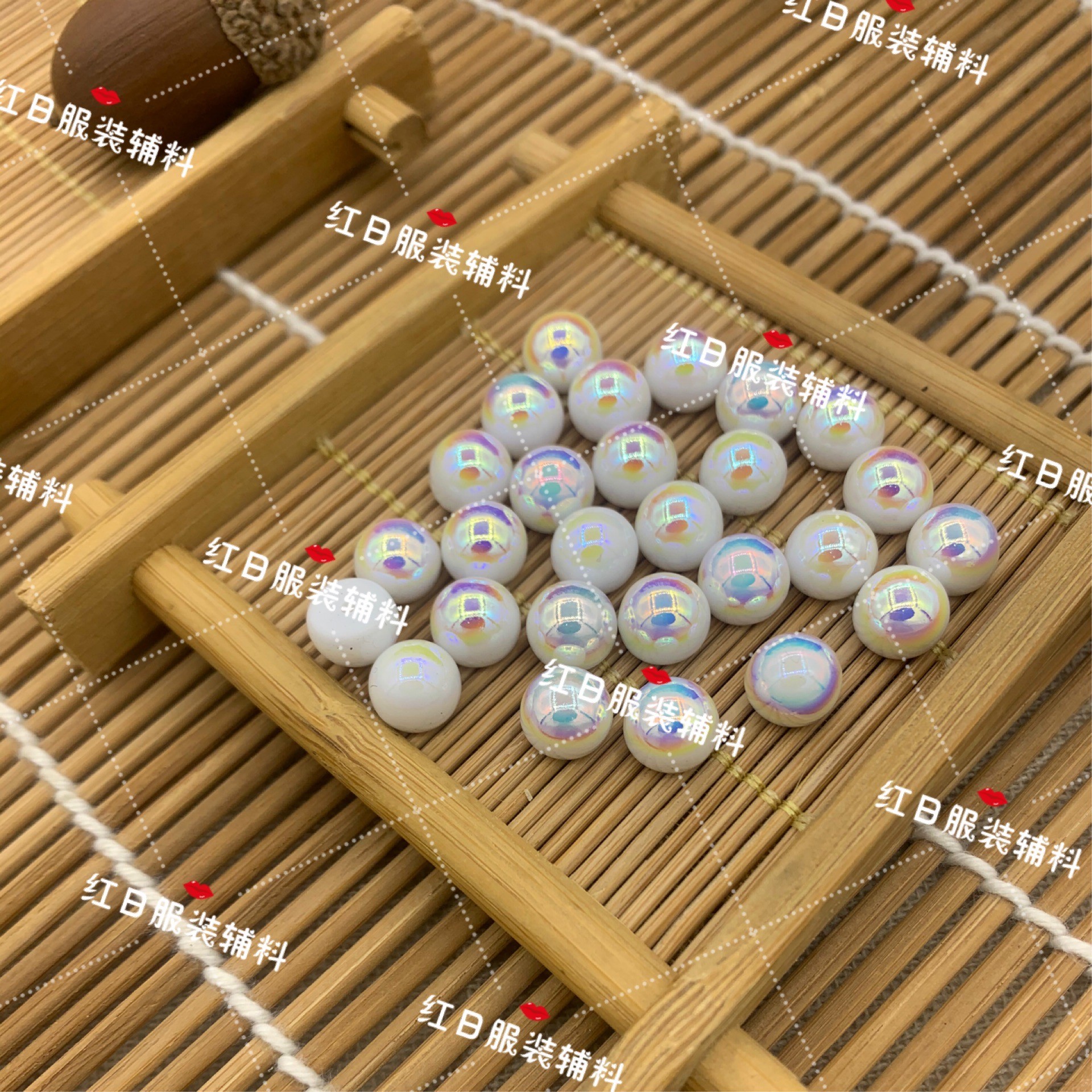 厂家直销 白色AB彩圆珠带孔铆钉 凉鞋箱包鞋包扣现货批发详情1