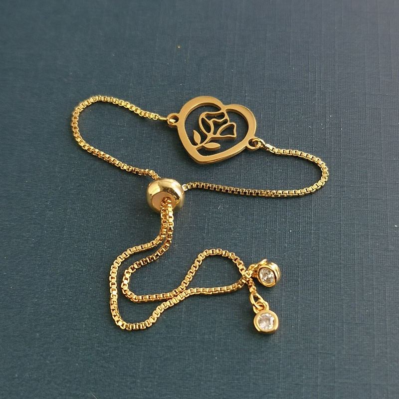 Rose titanium steel bracelet pendant with a niche design sense, 2020 new flower pendant trend, trendy Instagram cool style detail image 5