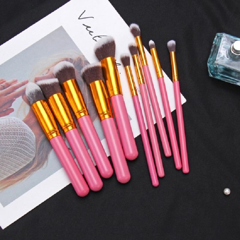 10Piece Hot sale Makeup brush private label Blush Eyeshadow Matte Rose Gold/Silver Aluminum tube Makeup brush thumbnail