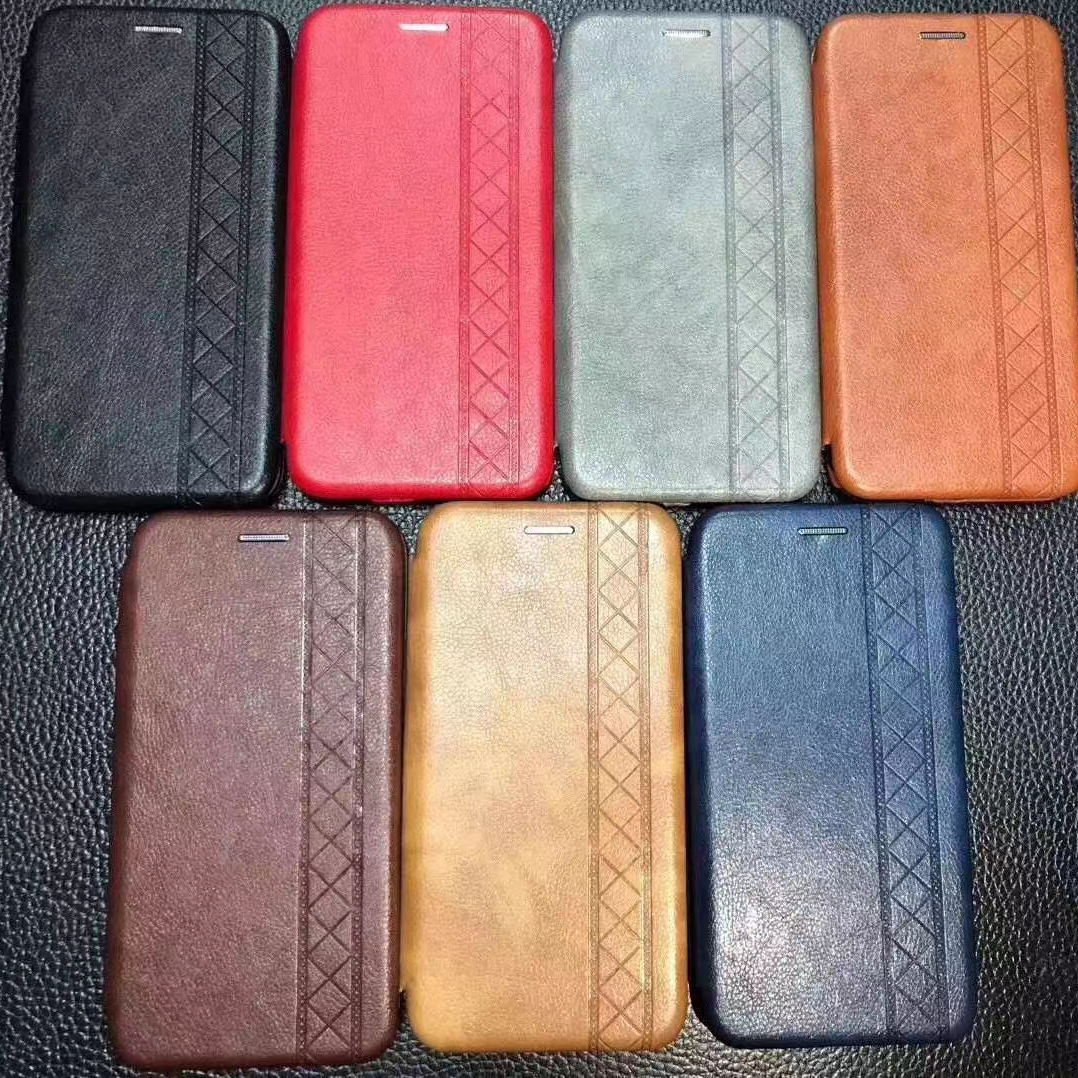 Embossed folding magnetic leather phone case