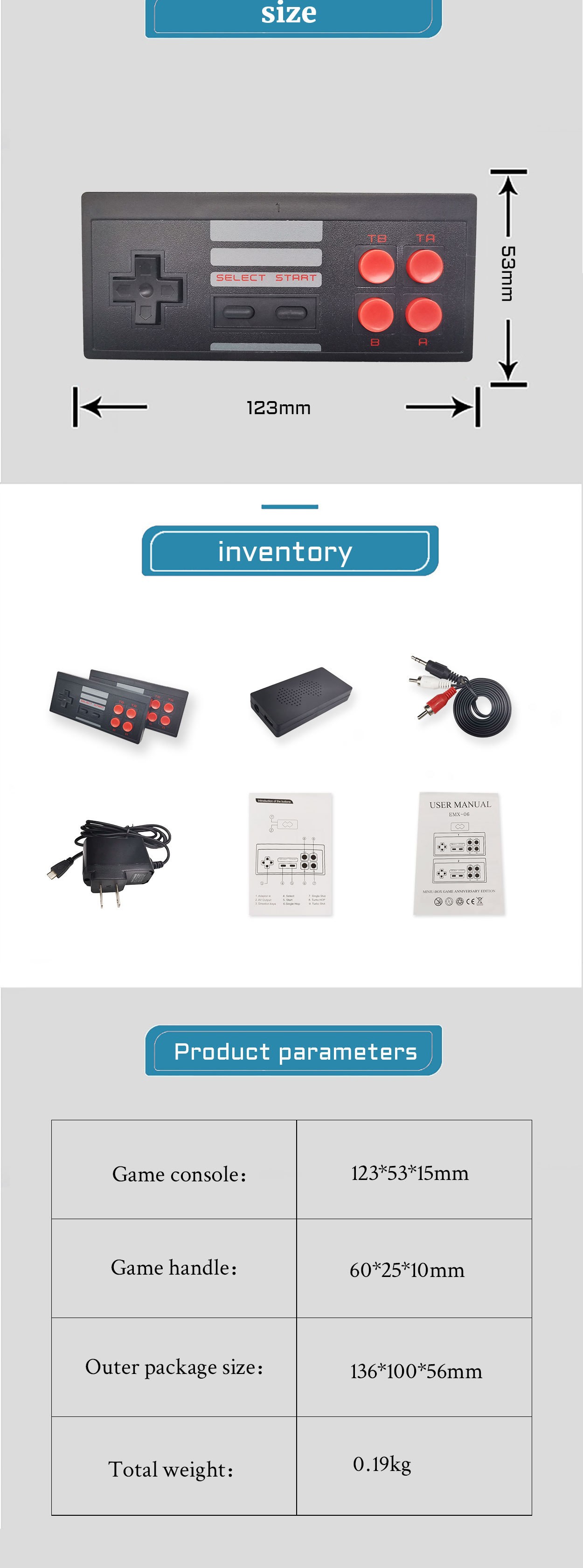 N-8-bit MINI620 AV game console, wireless 2.4G controller, U-Bao Mini Game Console ES detail image 5