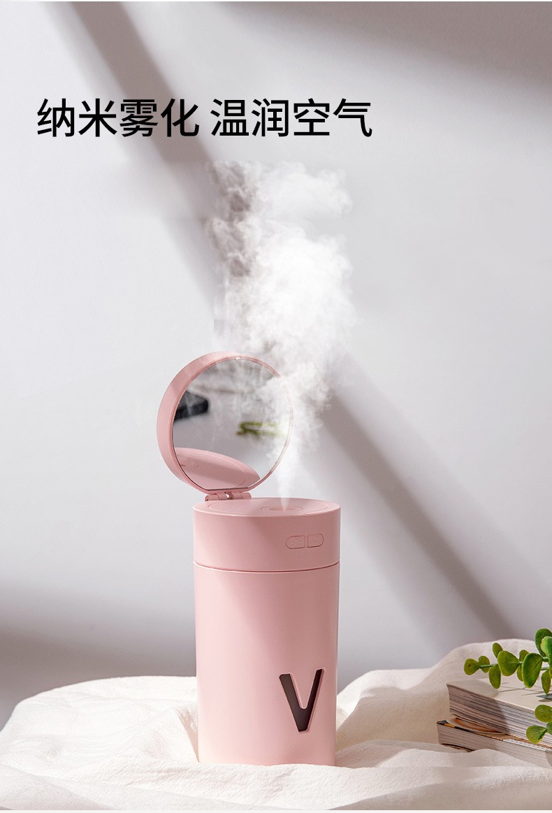 新款LLD台灯加湿器多功能电池小型便携家用桌面led台灯补水加湿器详情图5