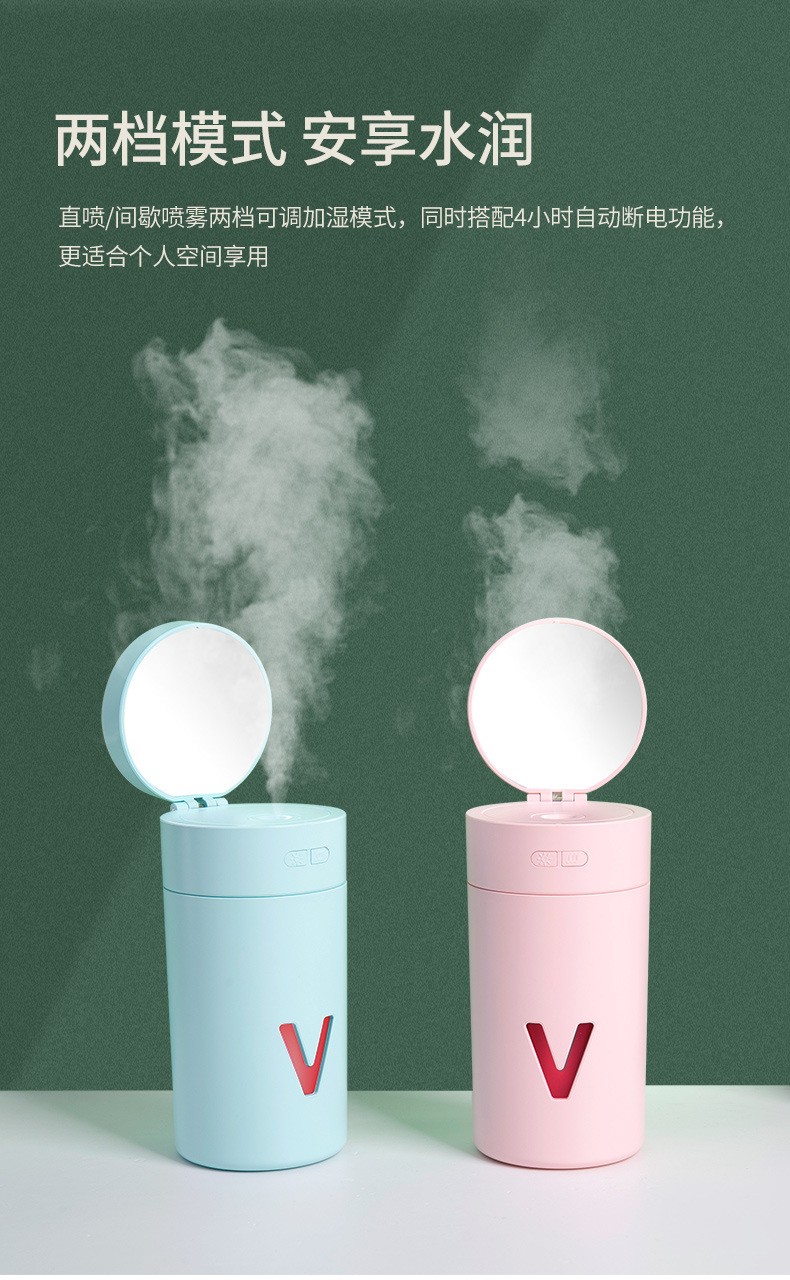 新款LLD台灯加湿器多功能电池小型便携家用桌面led台灯补水加湿器详情图9