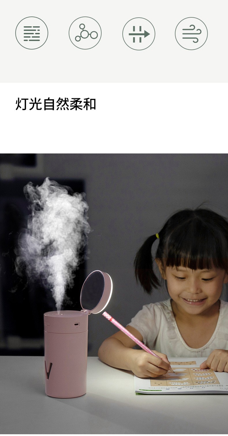 新款LLD台灯加湿器多功能电池小型便携家用桌面led台灯补水加湿器详情图8
