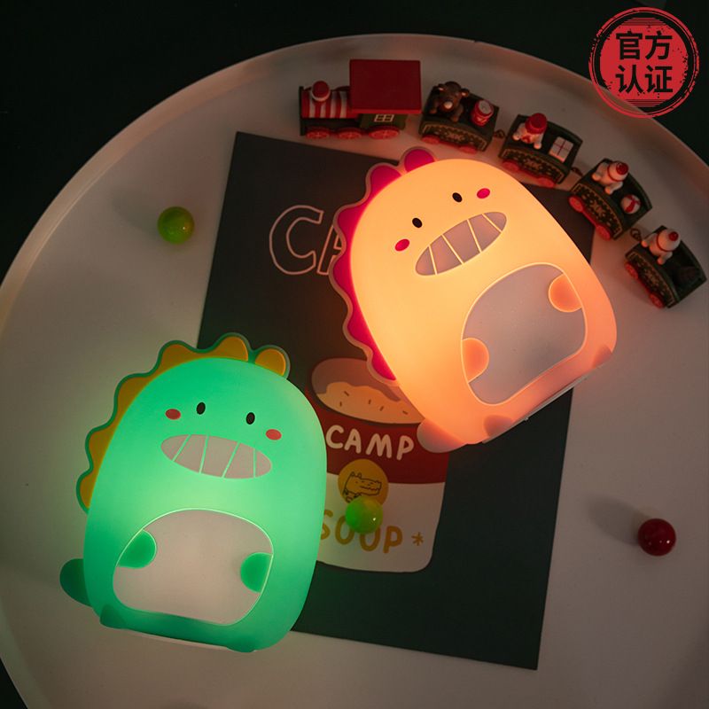 Cross-border new PPD4 dinosaur silica gel night lamp cute cartoon pictures color silica gel atmosphere dinosaur night lamp