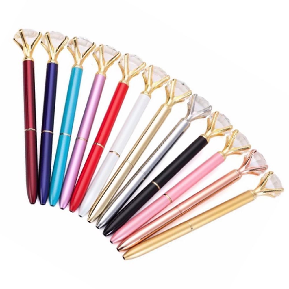 Wedding hotel advertisement Rose gold large diamond ballpoint pen Metal glass diamond ballpoint pen