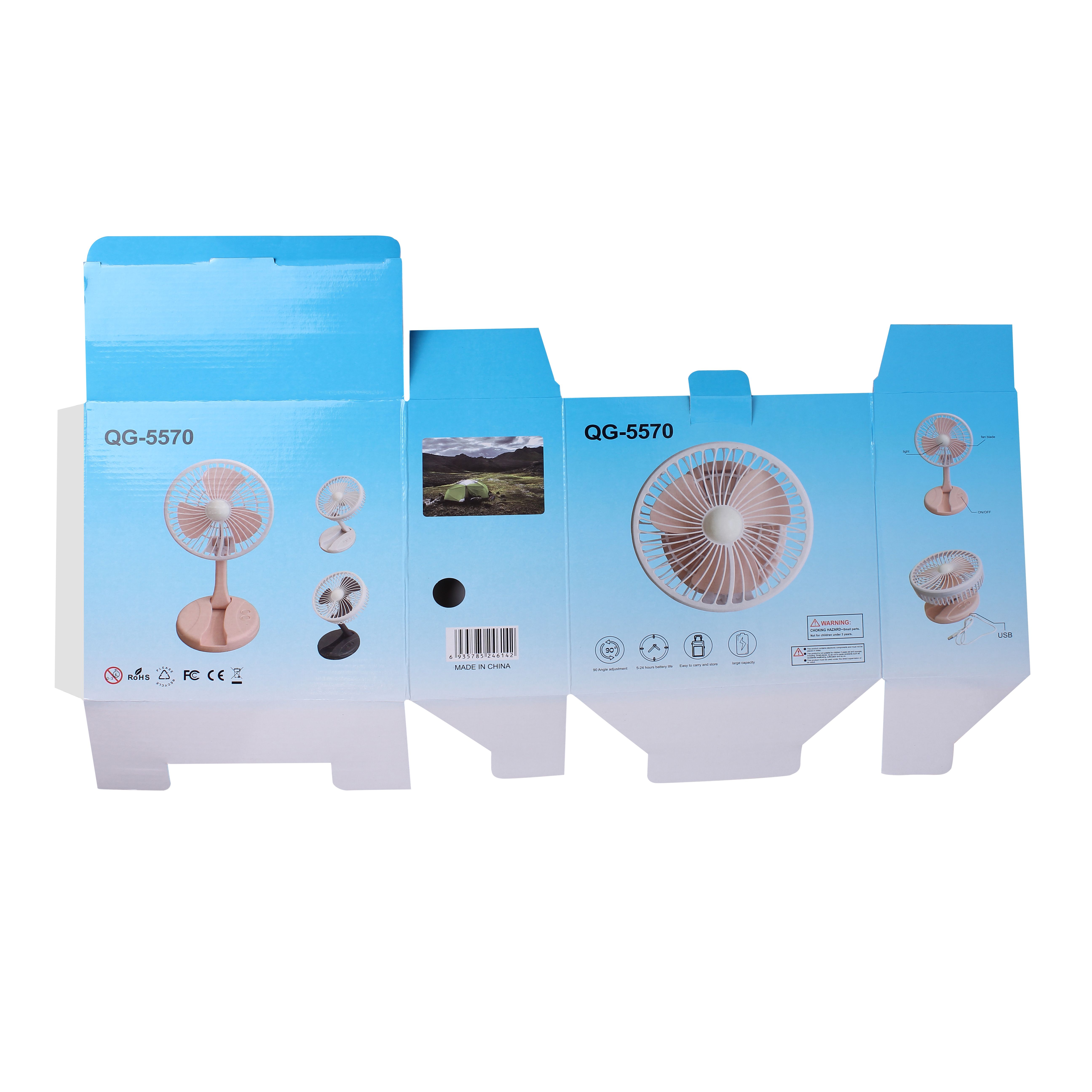 桌面小型电风扇静音台式摇头可充电学生宿舍寝室家用办公室6寸白底实物图