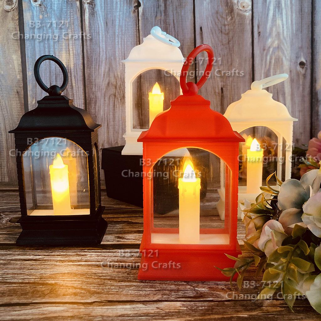Romantic wedding decorative items: small red Christmas wind light, Nordic simple plastic glass windproof candle holder details Picture