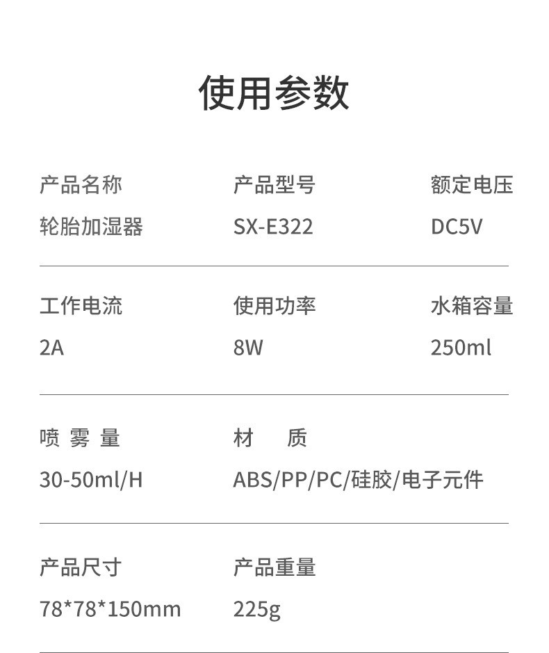 新款创意USB轮胎加湿器车载办公补水桌面夜光迷你加湿器详情图17