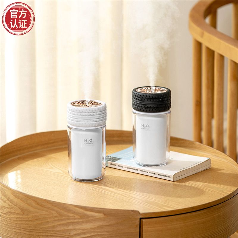 新款创意USB轮胎加湿器车载办公补水桌面夜光迷你加湿器