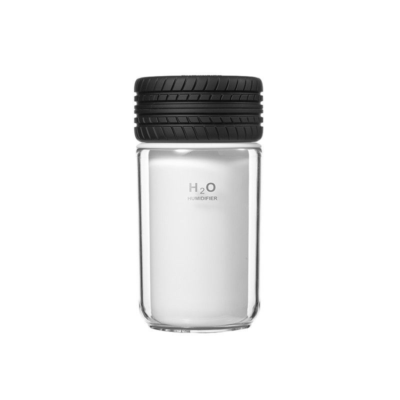 新款创意USB轮胎加湿器车载办公补水桌面夜光迷你加湿器白底实物图
