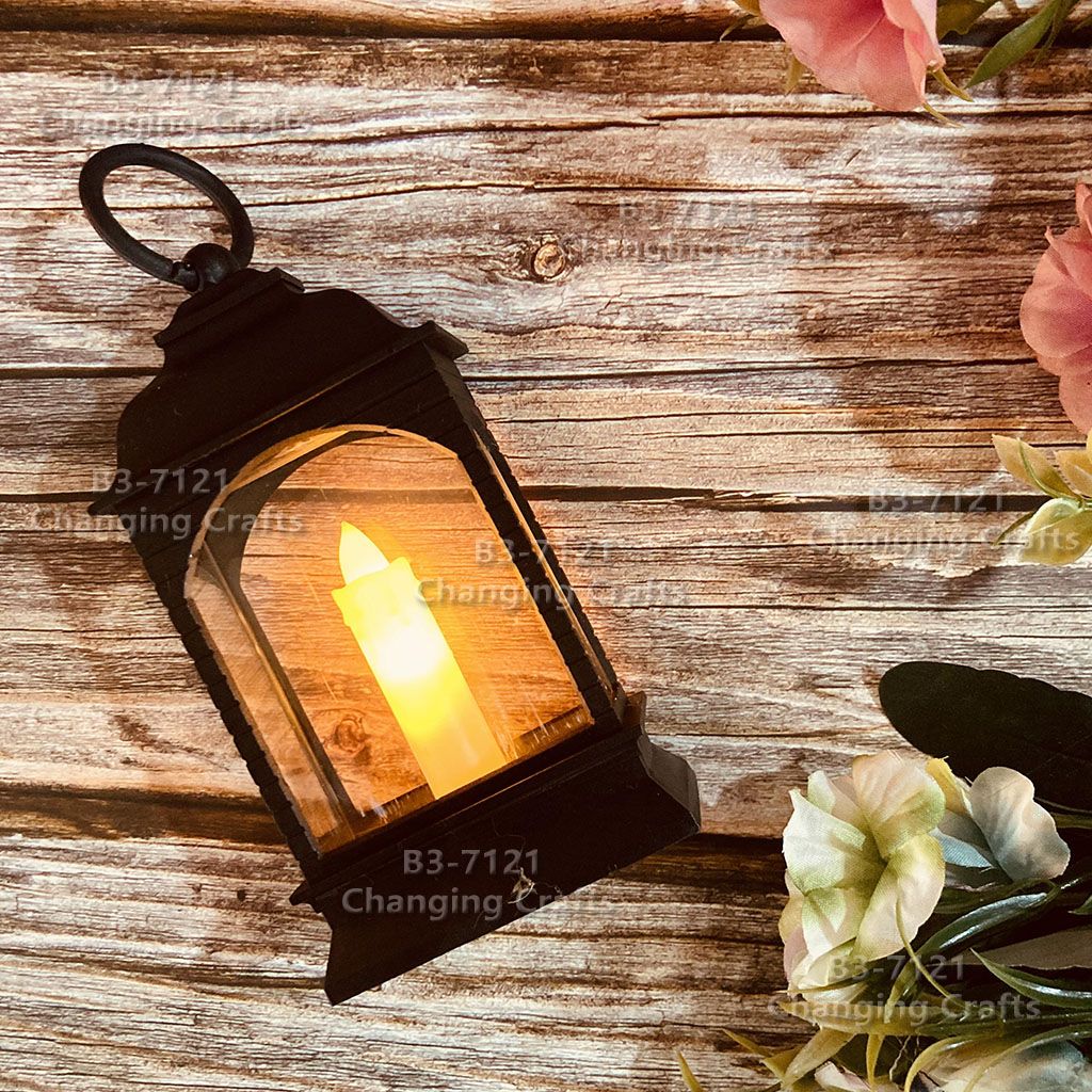 Romantic wedding decorative items: small red Christmas wind light, Nordic simple plastic glass windproof candle holder