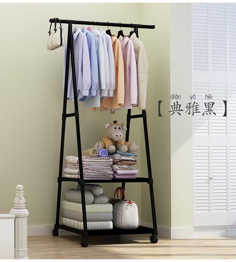 三角衣帽架晾衣架单杆式衣架移动落地卧室挂衣架置物架详情图8