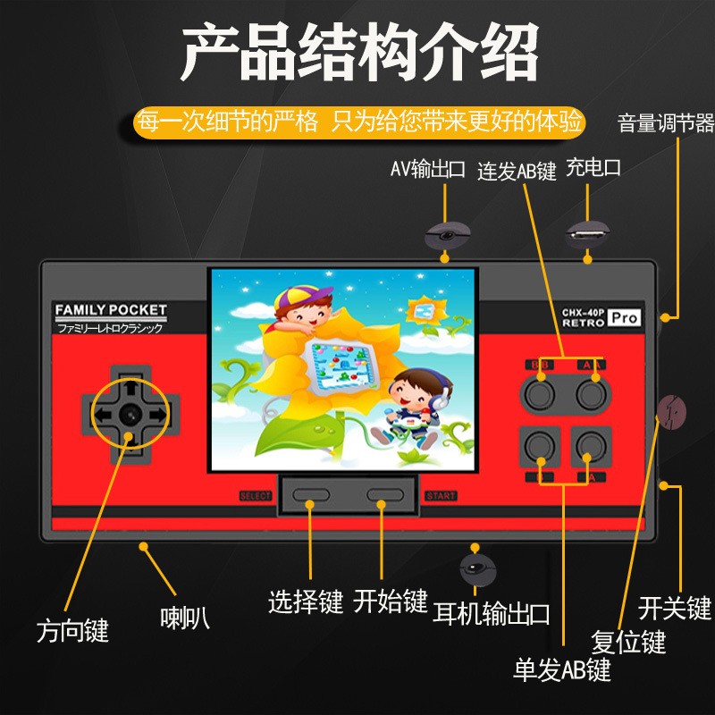 复古怀旧NES掌机 FC红白机掌上游戏机 内置348款游戏 新品详情图6