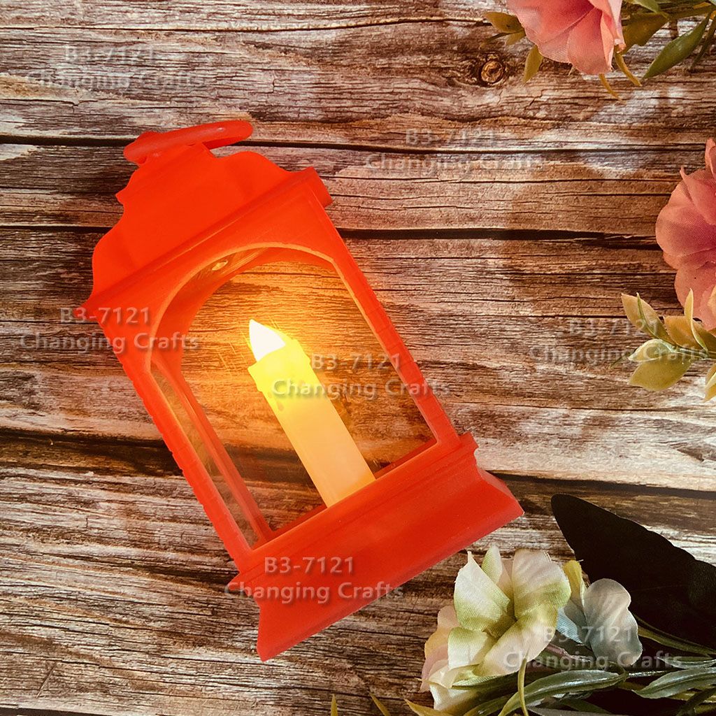 Small red Christmas wind light, Nordic simple plastic glass windproof candle holder, romantic wedding decoration piece
