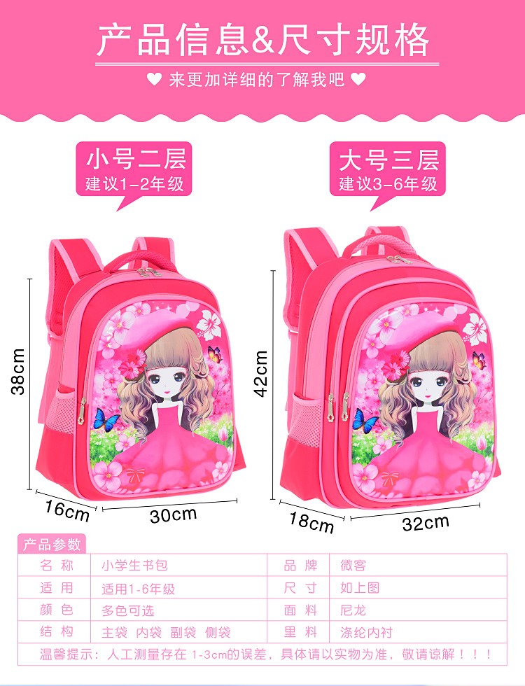 卡通女孩系列儿童书包详情图3