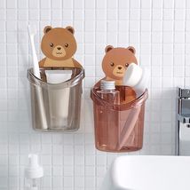 小熊抱抱置物杯免打孔浴室壁挂式置物架梳子收纳盒牙膏牙刷收纳架