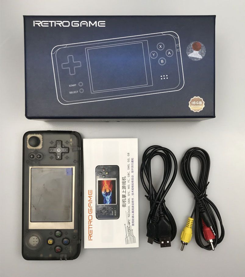 升级版RETRO GAME Plus摇杆街机掌机GBC GBA 8位NES怀旧游戏机白底实物图