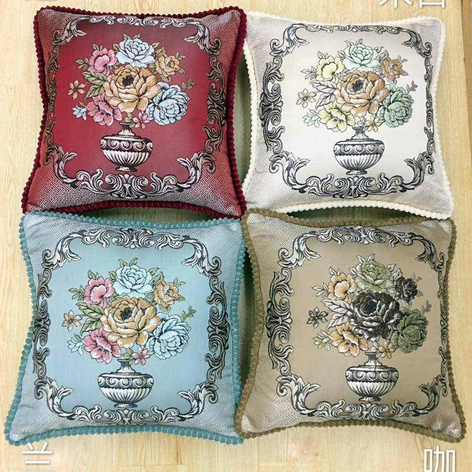 欧式定位提花刺绣家居沙发酒店用品抱枕靠垫四方枕套