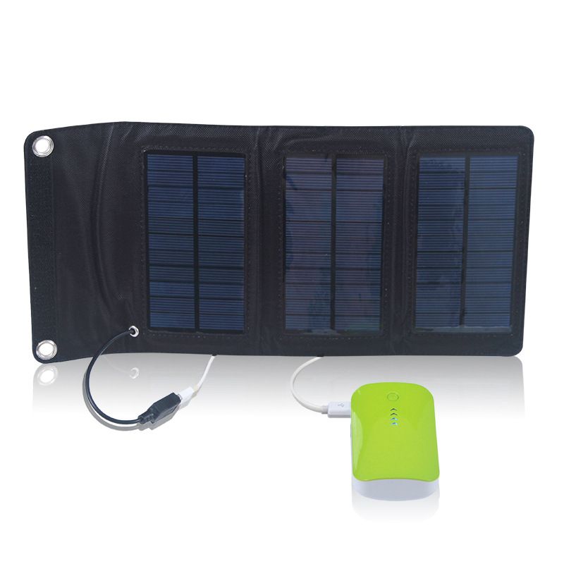 5w单晶太阳能板 户外太阳能应急充电器 手机充电器白底实物图