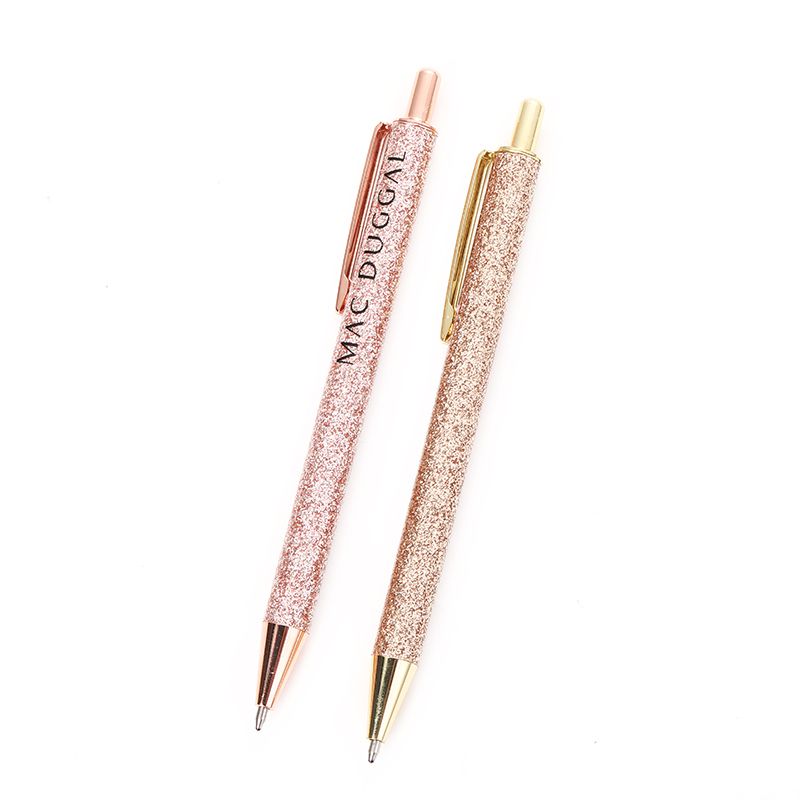 New American metal gift pen with gold powder for girls, hotel and wedding use, Jumping advertising metal ballpoint pen, oil pen details Picture