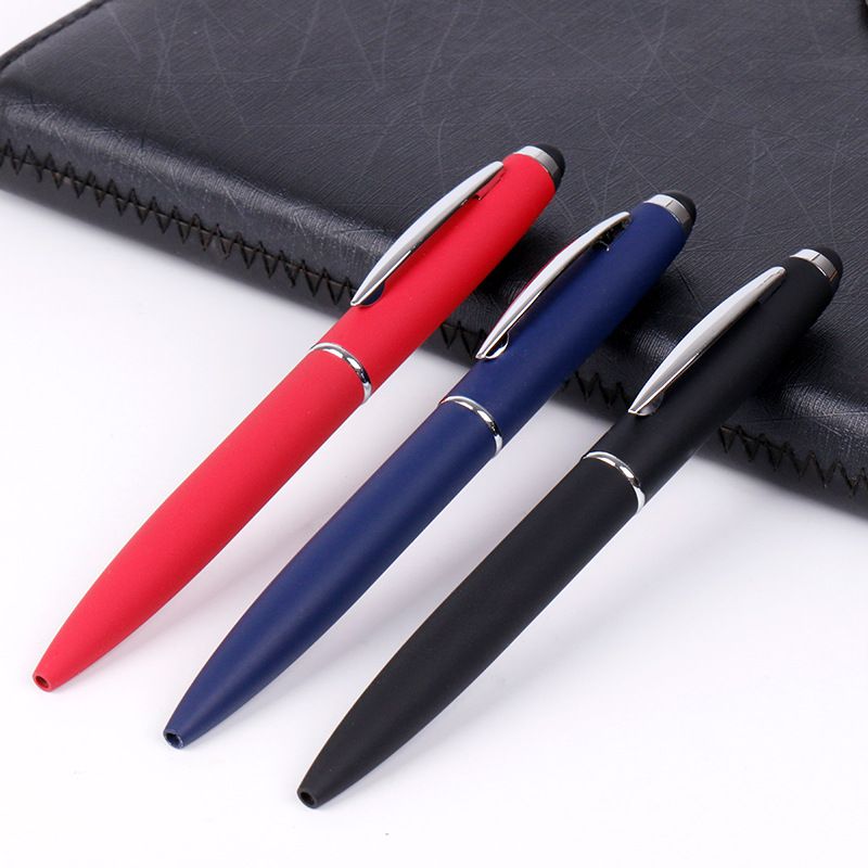 Office gift metal ballpoint pen, touch screen rubber pen, multi-functional gift advertising logo ballpoint pen, two-in-one metal pen