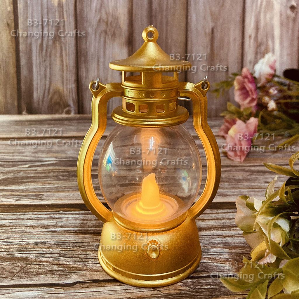 Small golden Christmas wind light, Nordic simple plastic glass windproof candle holder, romantic wedding decoration piece