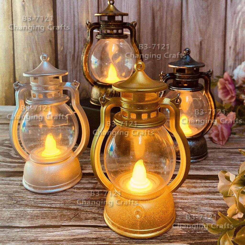 Small golden Christmas wind light, Nordic simple plastic glass windproof candle holder, romantic wedding decoration piece details Picture
