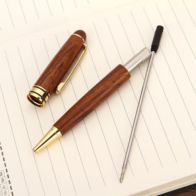 Wood-based metal ballpoint pen, wood pen, oil-based ballpoint pen, pear wood metal ballpoint pen, logo texture metal pen details Picture