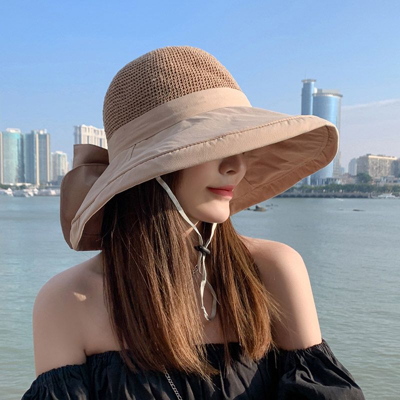 A stylish and versatile Korean-style wide-brimmed Japanese sun hat for women in spring and summer, as well as a fisherman's hat for sun protection and sun protection details Picture