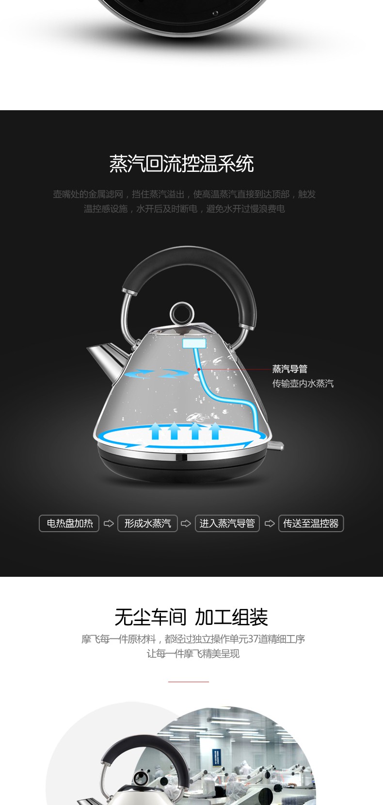 Morphyrichards imported 304 stainless steel electric kettle MR7076A 1.5L electric kettle detail image 11
