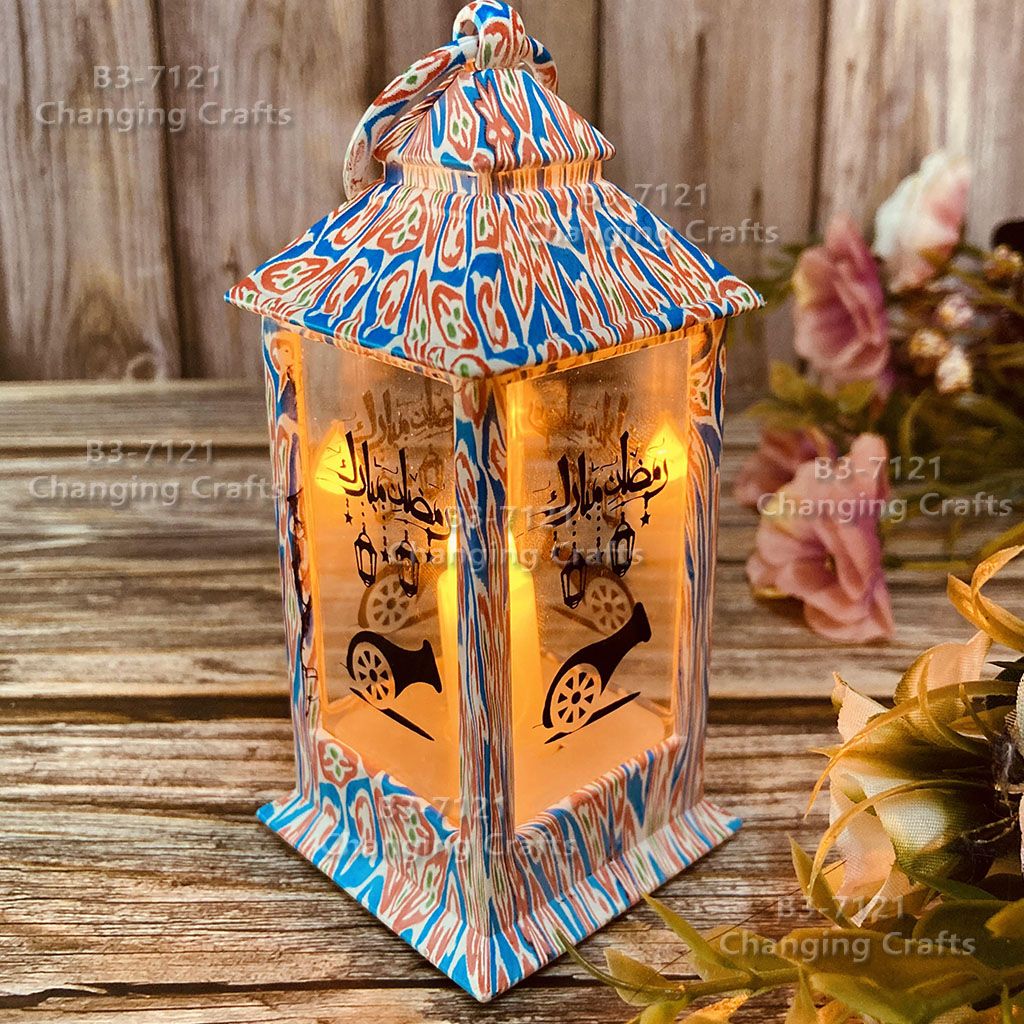 Small Ramadan Christmas wind lantern, Nordic simple plastic glass windproof candle holder, romantic wedding decoration piece Specification image