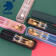 304 stainless steel Portuguese chopsticks and spoons set, student, office worker, travel and outdoor portable tableware three-piece set, creative tableware, outdoor household goods, 304 material easy-to-clean tableware