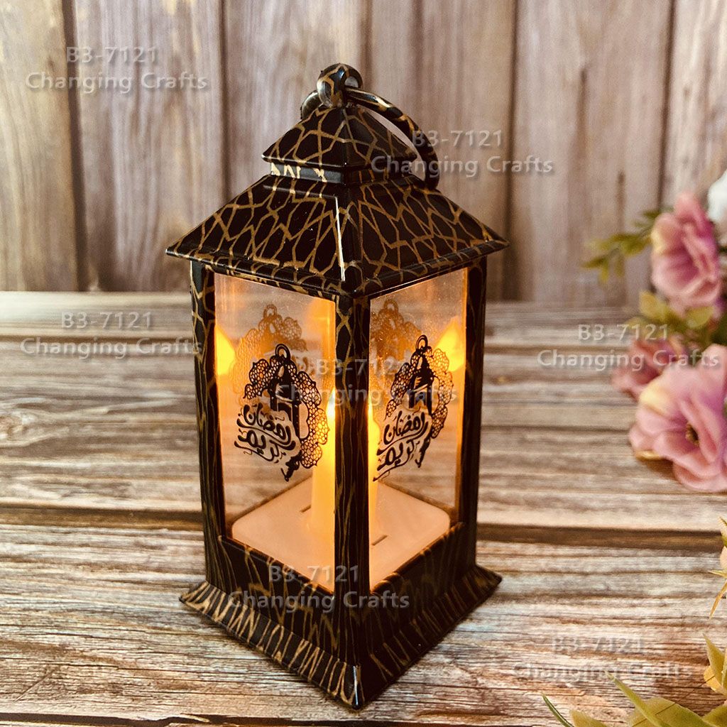Small Ramadan Christmas wind lantern, Nordic simple plastic glass windproof candle holder, romantic wedding decoration piece Item Picture