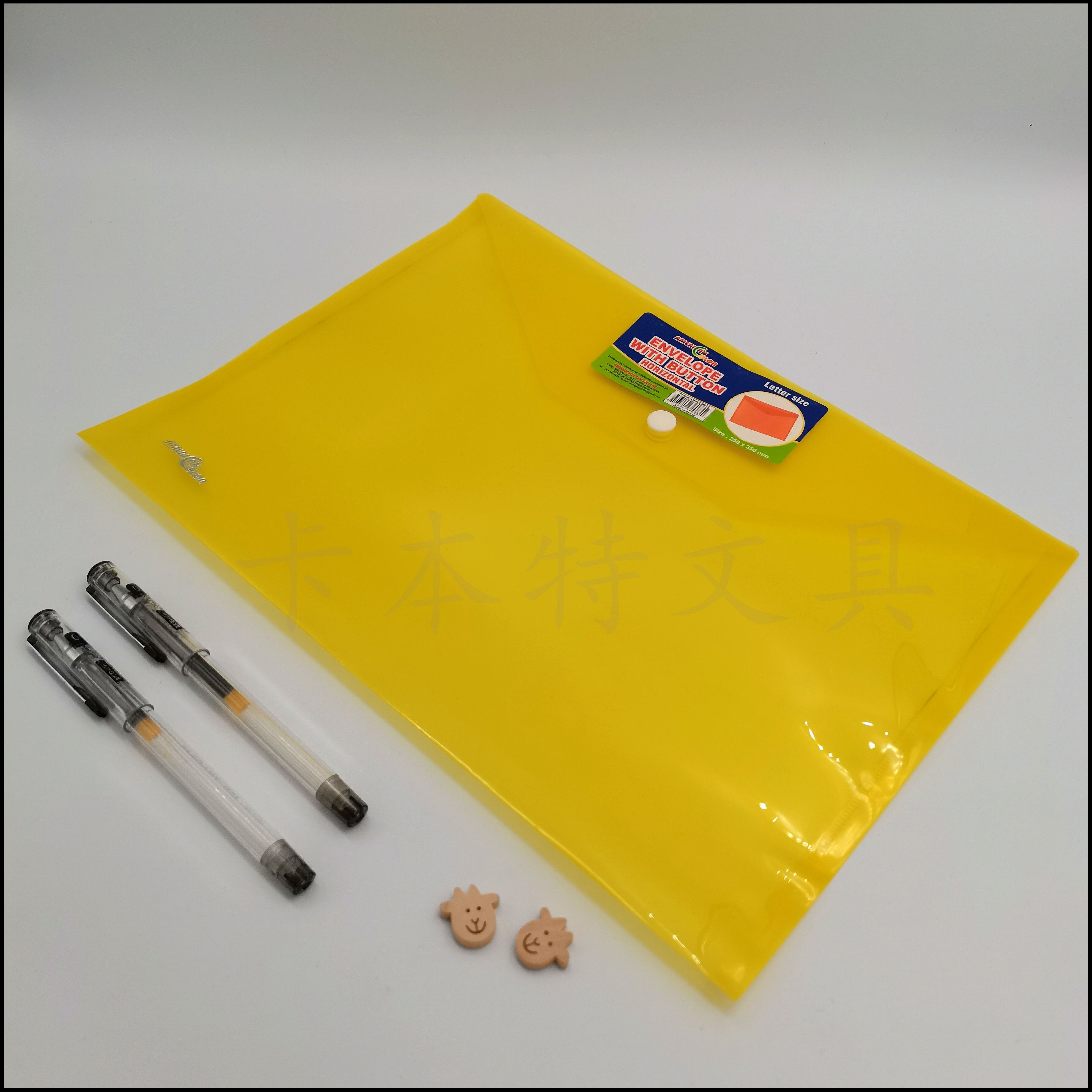 Mirror transparent PP button bag A4 data bag plastic button file bag square cover file bag produced and sold