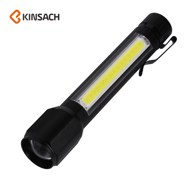 迷你手电筒高亮便携多功能家用强光远射变焦COB侧灯可充电式