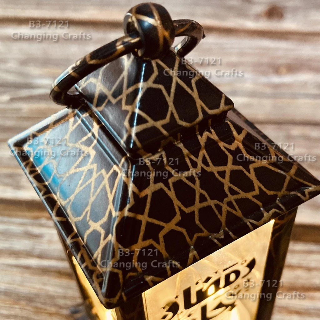 Small ramadan wind lamp, simple plastic glass windproof candle holder, romantic decorative item detail image 3
