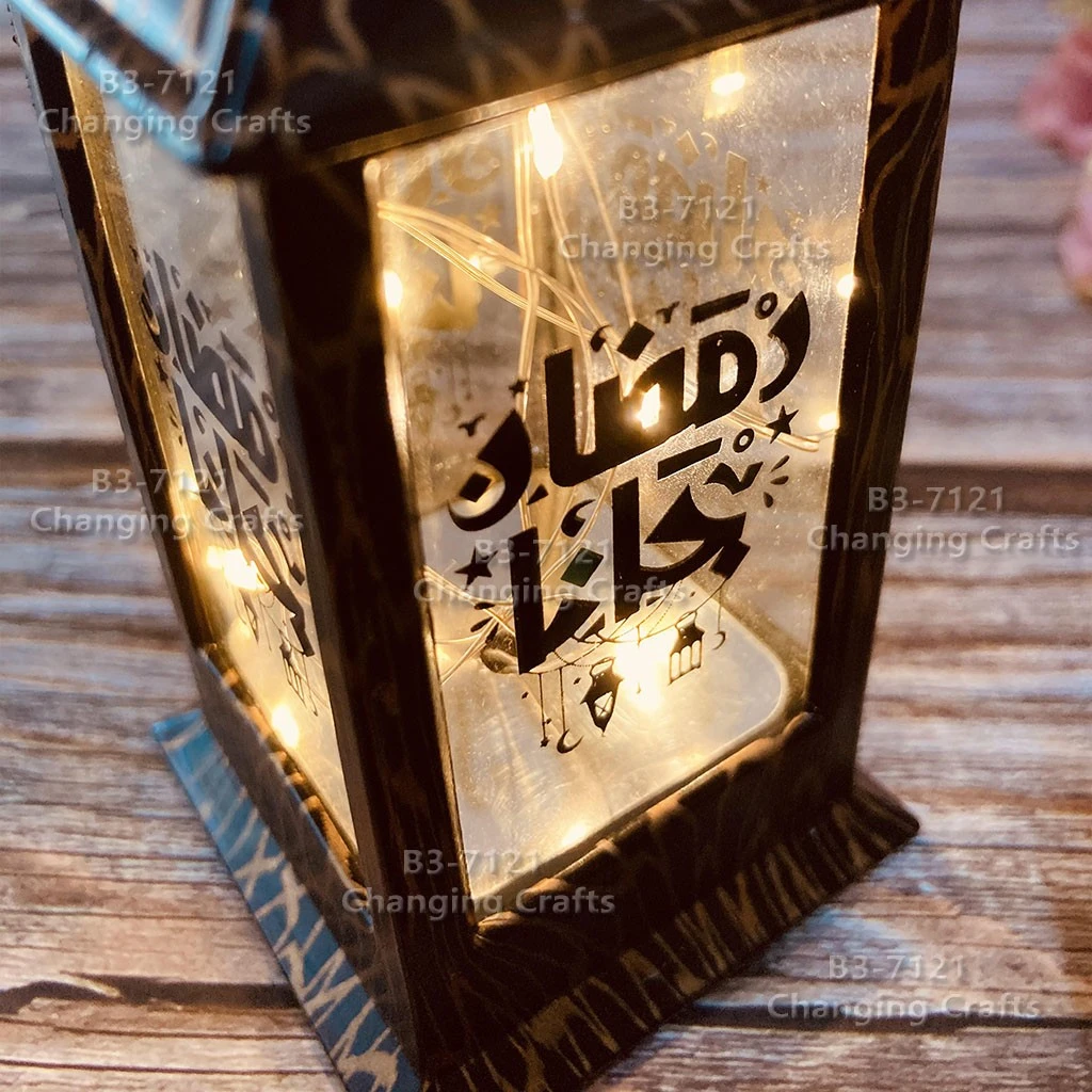 Small ramadan wind lamp, simple plastic glass windproof candle holder, romantic decorative item detail image 5