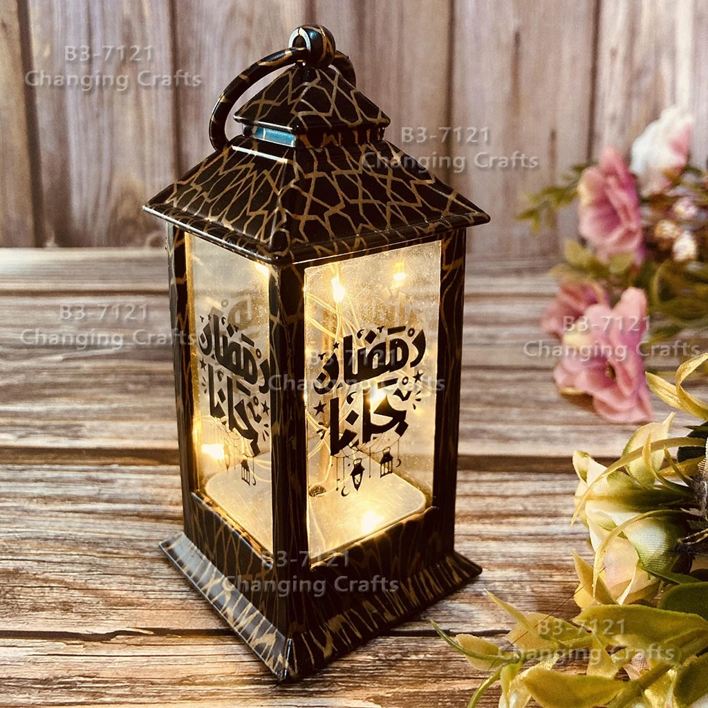 Small ramadan wind lamp, simple plastic glass windproof candle holder, romantic decorative item detail image 2