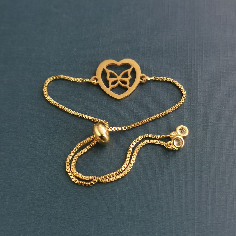 Cross-border foreign trade new cute heart-shaped little butterfly pendant titanium steel bracelet pendant stainless steel manufacturer wholesale detail image 5