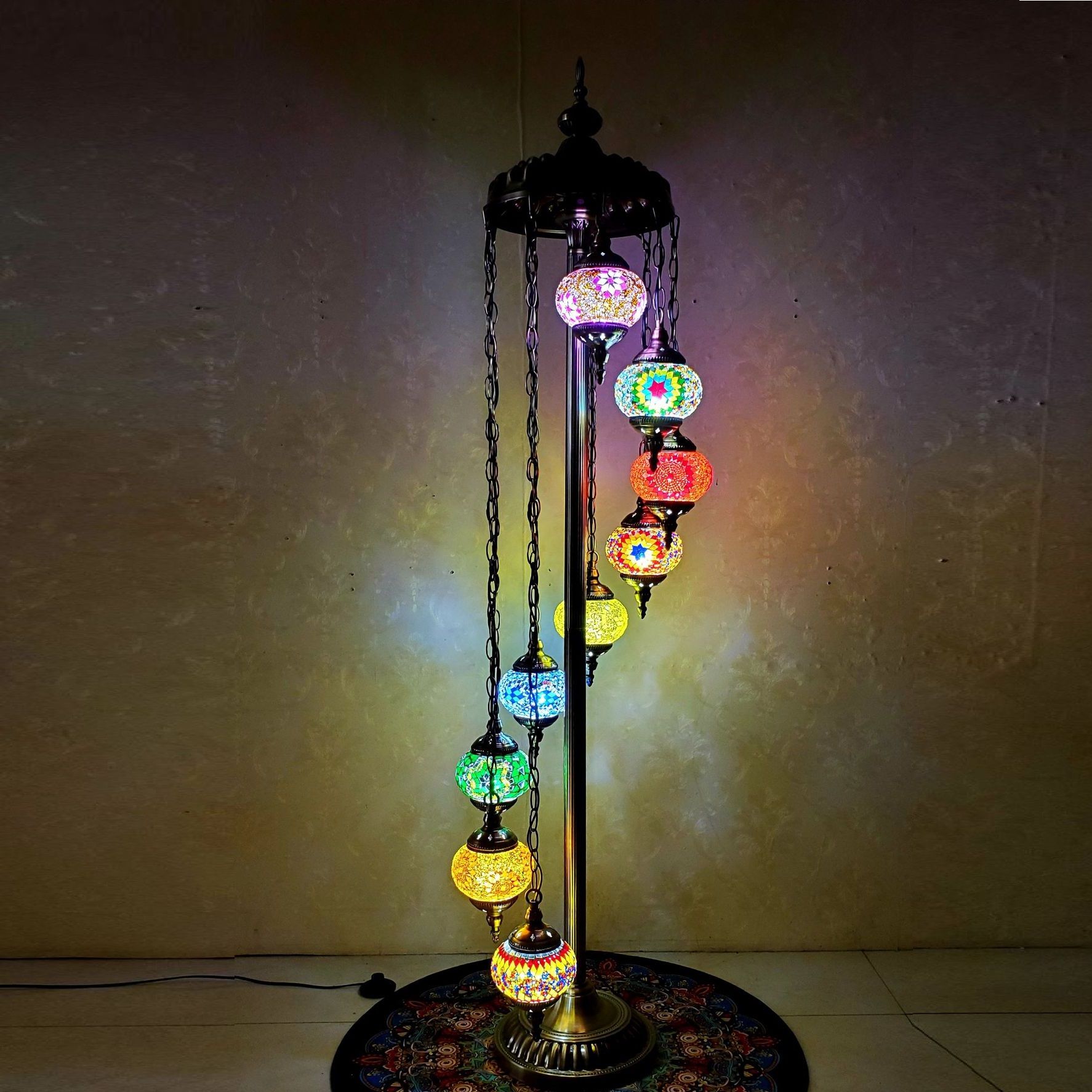 Romantic Turkish glass classical room homestay club Xinjiang pavilion Man coffee Western restaurant living room floor lamp