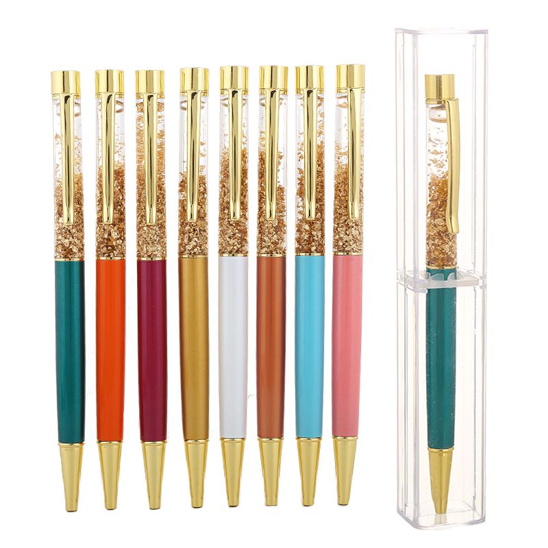 The new office trend is the oil-filled gold foil pen with a rotating metal ballpoint pen details Picture